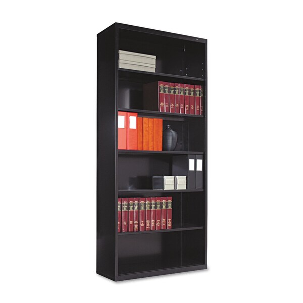 Tennsco Metal Bookcase, Six-Shelf, 34.5w x 13.5d x 78h, Black - B-78-BLK