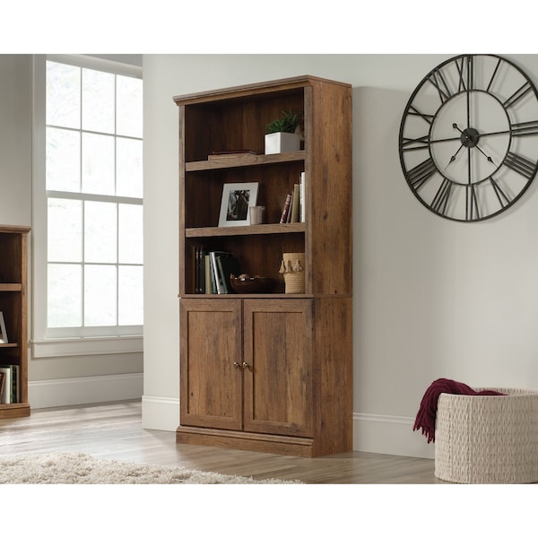 Sauder 5 Shelf Bookcase W/doors Vo , Three adjustable shelves for flexible storage options - 426417
