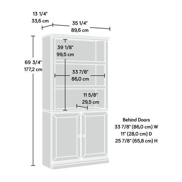 Sauder 5 Shelf Bookcase W/doors Myo , Three adjustable shelves for flexible storage options - 426418