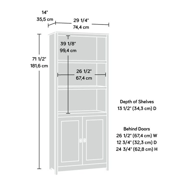 Sauder Cottage Road Library With Doors Ro/lo , Three adjustable shelves for customizable storage options - 431262