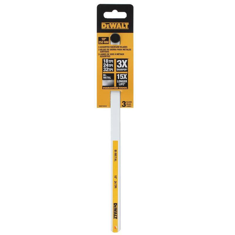 DEWALT 10 in. 18, 24 and 32-TPI Bi-Metal Hacksaw Blade (3-Pack) - DWHT20555