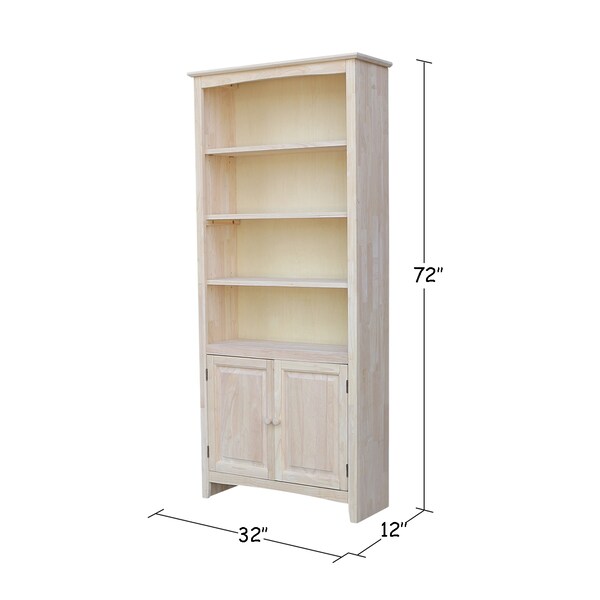 International Concepts Shaker Bookcase, 72"H, Ready to Finish - K-SH-3227A-SH-322D