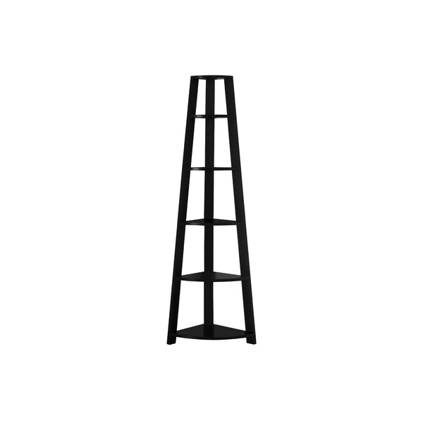 Monarch Specialties Bookshelf, Bookcase, Etagere, Corner, 5 Tier, 72"H, Office, Bedroom, Laminate, Black, Contemporary - I 2499