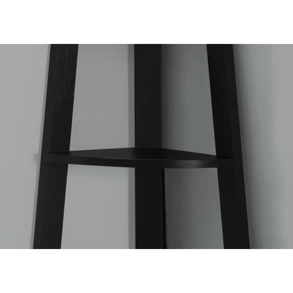Monarch Specialties Bookshelf, Bookcase, Etagere, Corner, 5 Tier, 72"H, Office, Bedroom, Laminate, Black, Contemporary - I 2499