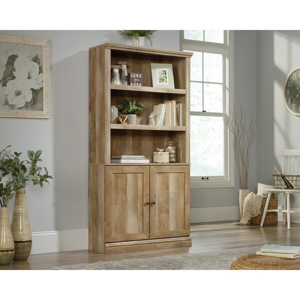 Sauder 5 Shelf Bookcase W/doors Lo , Three adjustable shelves for flexible storage options - 426413