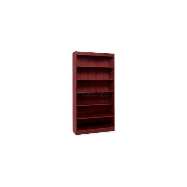 Sp Richards Lorell 6-Shelf Panel End Hardwood Veneer Bookcase, 36"W x 12"D x 72"H, Mahogany - LLR60074