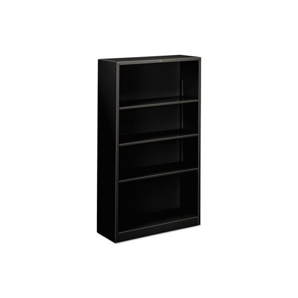 Hon HON, Metal Bookcase, Four-Shelf, 34-1/2w X 12-5/8d X 59h, Black - S60ABCP