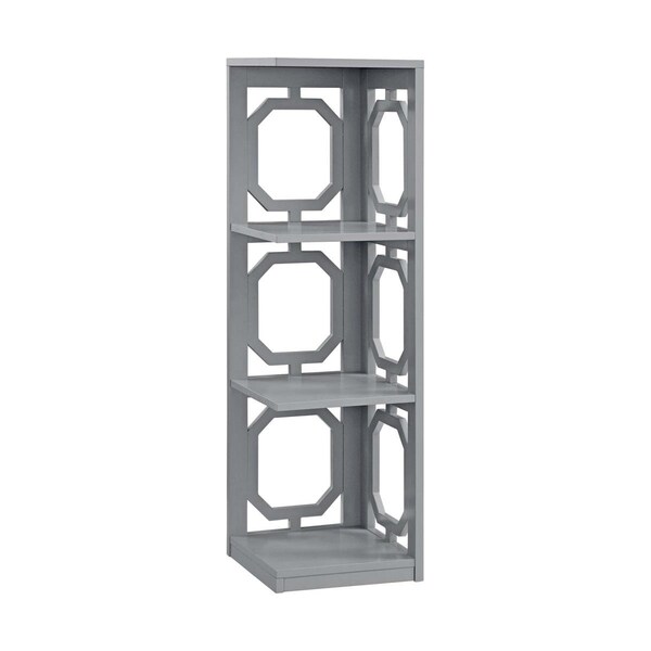 Convenience Concepts Omega 3 Tier Corner Bookcase, Gray - 12 x 12 x 38.5 in. - HI2539920