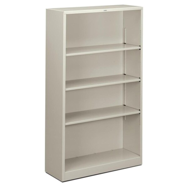 The Hon Co HONS60ABCQ 4 Shelf Metal Bookcase- 34.5 in. W x 12.63 in. D x 59 in. H- Light Gray - HS60ABC.Q