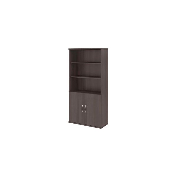 Bush Ind Bush Furniture 5-Shelf Bookcase with Doors - Storm Gray - Studio C Series - STC015SG