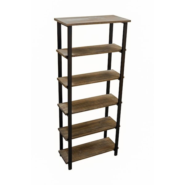 Kd Cama De Bebe 70 in. Pomona 5-Shelf Metal & Solid Wood Bookcase, Natural with Black Frame - KD3242742