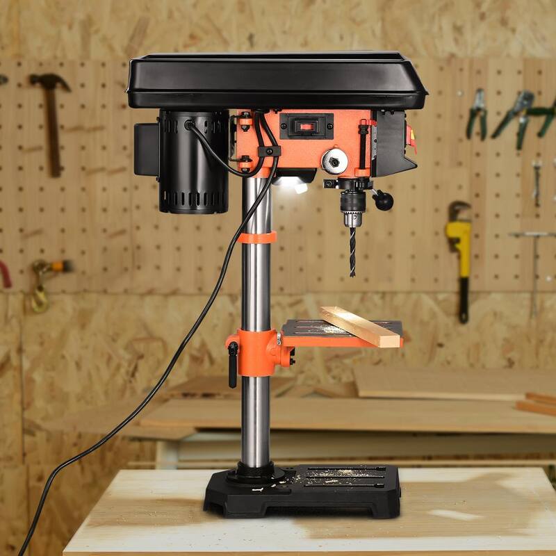 VEVOR 10 in. Benchtop Drill Press 3.2 Amp 5-Speed Cast Iron Bench Drill Press Tabletop Drilling Machine for Wood Metal - TSZCD32A510HKFMUCV1