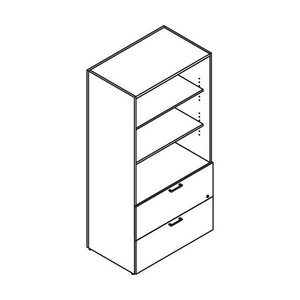 Groupe Lacasse Bookcase, w/ Lat File Units, Open, 36inWx20inDx65inH, Sahara - LAS3E203665LFER