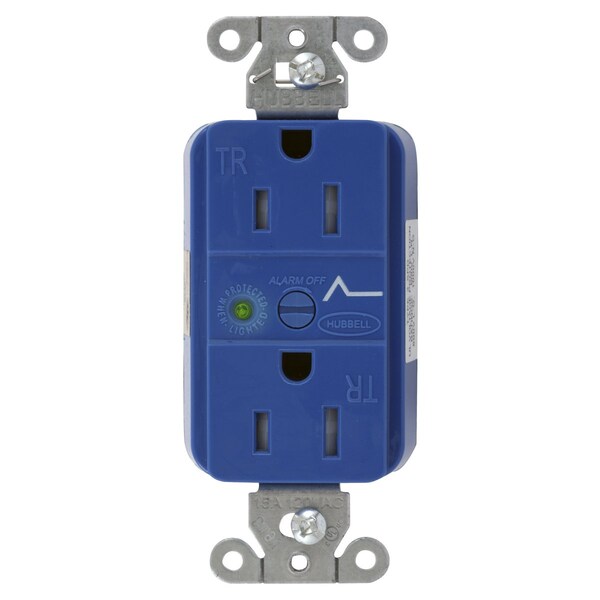 Hubbell Receptacle, 15 A Amps, 125V AC, Flush Mount, Standard Duplex Outlet, 5-15R, Blue - SNAP5262S