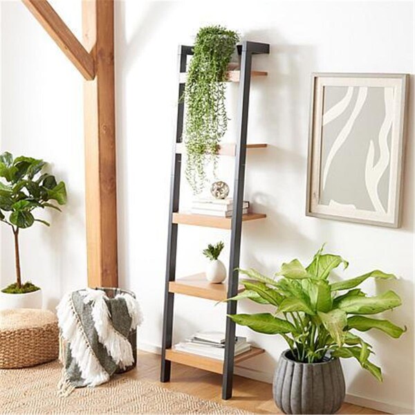 Safavieh Yassi 5 Tier Natural & Charcoal Leaning Etagere - ETG9403A