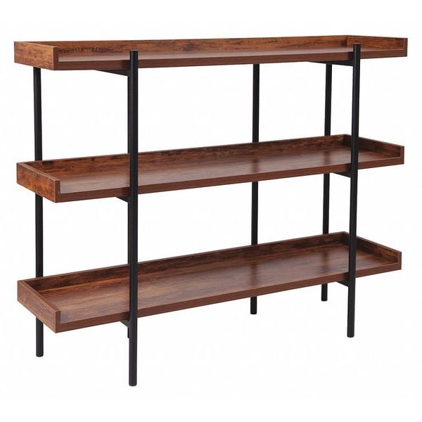 Flash Furniture 3 Shelf 35"H Rustic Wood Grain Finish Display Unit - JN-2542B3-GG