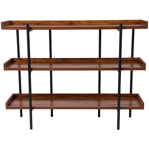 Flash Furniture 3 Shelf 35"H Rustic Wood Grain Finish Display Unit - JN-2542B3-GG