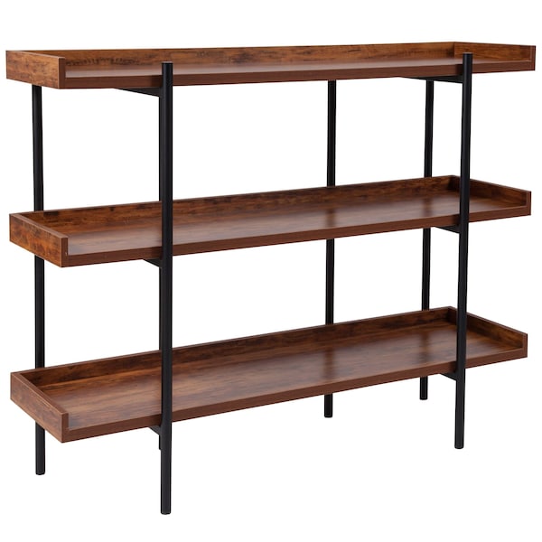 Flash Furniture 3 Shelf 35"H Rustic Wood Grain Finish Display Unit - JN-2542B3-GG