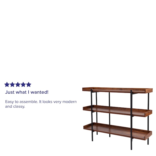 Flash Furniture 3 Shelf 35"H Rustic Wood Grain Finish Display Unit - JN-2542B3-GG