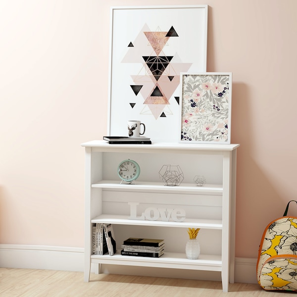 Alaterre Furniture Simplicity Wood 34"H Under-Window 3-Shelf Bookcase, White - AJSP04WH