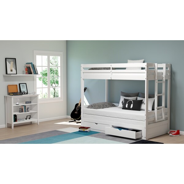 Alaterre Furniture Simplicity Wood 34"H Under-Window 3-Shelf Bookcase, White - AJSP04WH
