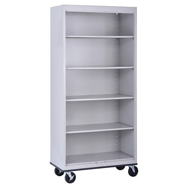 Atlantic Metal Mobile Bookcase, 5 Shelf, Dove Gray, 78x36 - BM40361872-05