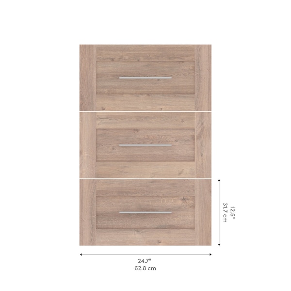 Bestar Pur 3 Drawer Set for Pur 25W Shelving Unit in rustic brown - 26163-000009