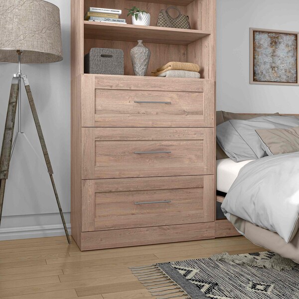 Bestar Pur 3 Drawer Set for Pur 25W Shelving Unit in rustic brown - 26163-000009