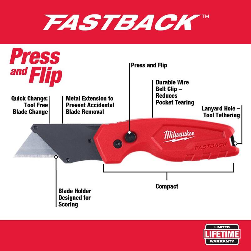Milwaukee FASTBACK Compact Folding Utility Knife with General Purpose Blade (12-Pack) - 48-22-1500-12X