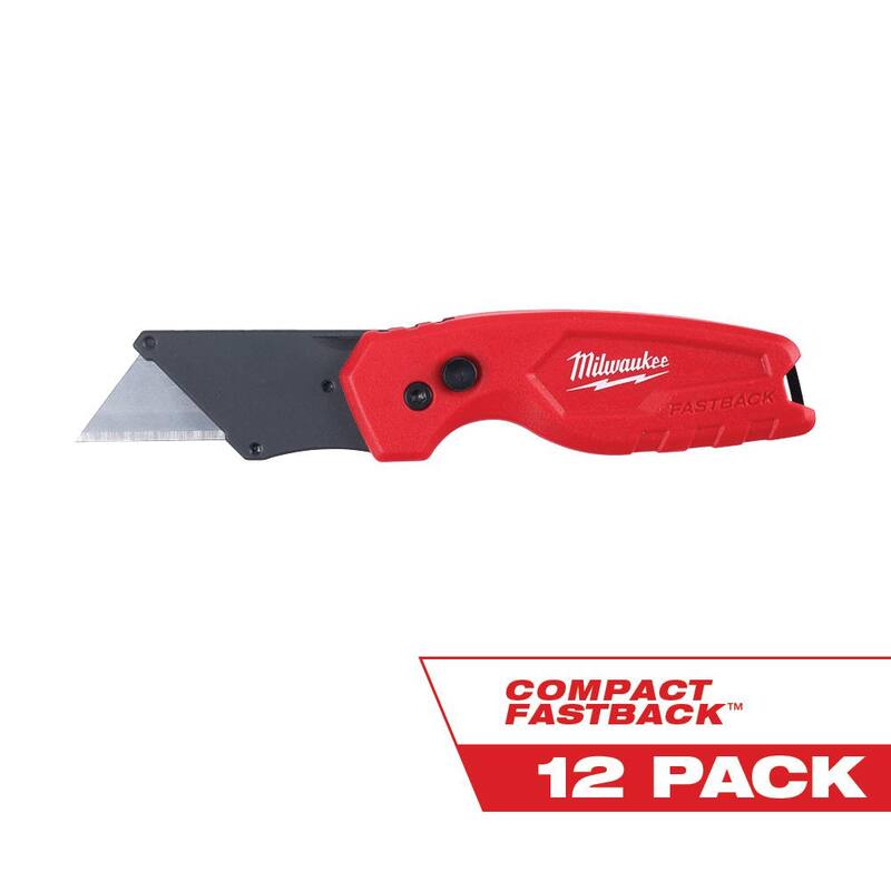 Milwaukee FASTBACK Compact Folding Utility Knife with General Purpose Blade (12-Pack) - 48-22-1500-12X
