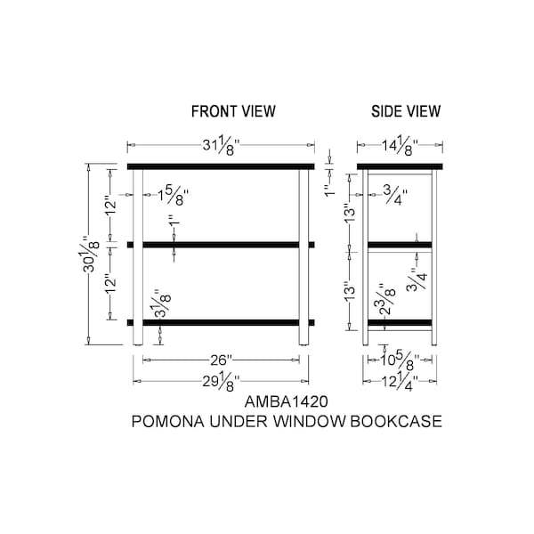 Alaterre Furniture Pomona 31"H 2-Shelf Metal and Solid Wood Under-Window Bookcase - AMBA1420