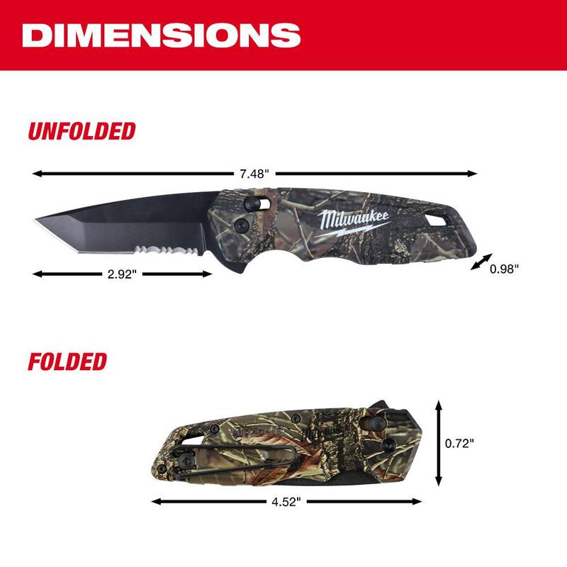 Milwaukee FASTBACK Camo Stainless Steel Spring Assisted Folding Knife with 2.95 in. Blade - 48-22-1535