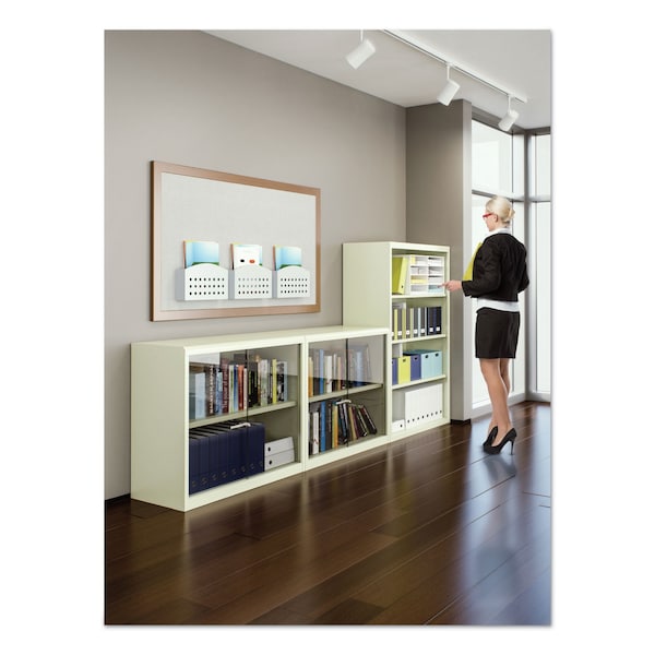 Tennsco Metal Bookcase, Three-Shelf, 34-1/2w x 13-1/2d x 40h, Putty - B-42PY