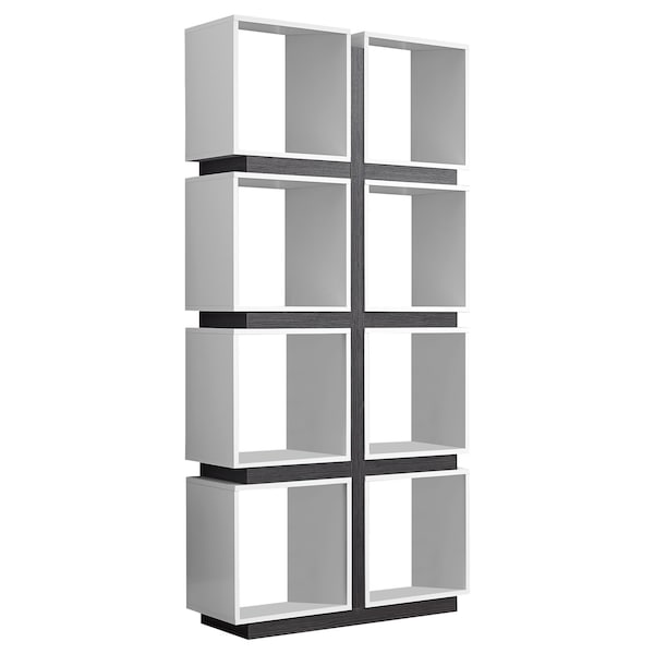 Monarch Specialties Bookshelf, Bookcase, Etagere, 5 Tier, 71"H, Office, Bedroom, Laminate, White, Grey, Contemporary - I 7076
