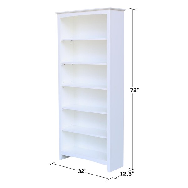 International Concepts Shaker Bookcase, 72"H, White - SH08-3227A