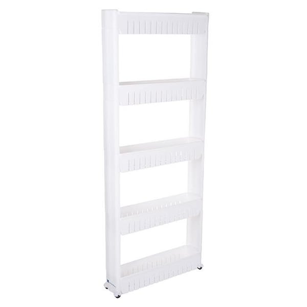 Lavish Home Lavish Home 82-5LSS Slim Slide Out 5 Tier Storage Tower with Wheels - White - 82-5LSS