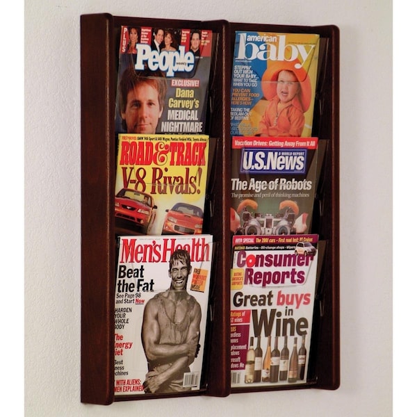 Wooden Mallet 3 x 2 in. Stance 6 Pocket Wall Display - Black & Mahogany - AC26-6BK