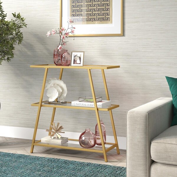 Henn & Hart 36 in. Yair Brass Bookcase - BK1049