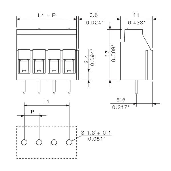 Weidmuller Barrier Strip Terminal Block, 6Mm2, 1 Row(S), 1 Deck(S) - 1001910000