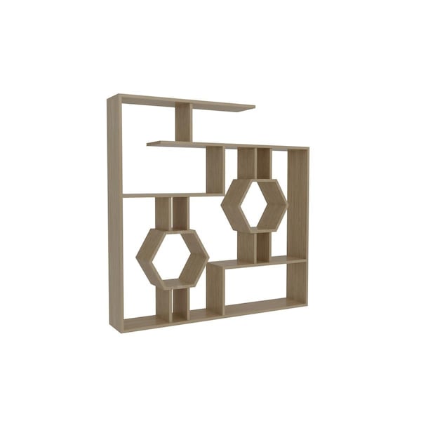 Kd Cama De Bebe 52.7 x 8.6 x 52.7 in. Tamara Geometric Bookcase - Sapphire Oak - KD2563799