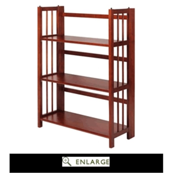 Casual Home 27.5 in. 3-Shelf Folding Stackable Bookcase, Mahogany - 330-29