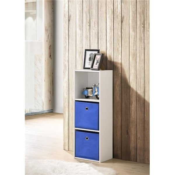 Progressive Furniture Progressive Furniture I170-82 36 in. Composite 3-Shelf Bookcase with Fabric Baskets - 3 Cube Organizer; White - I170-82