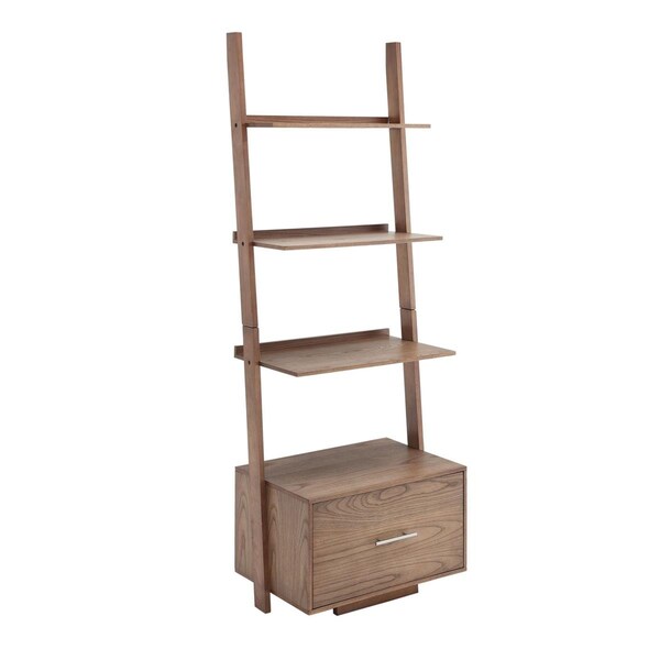 Convenience Concepts American Heritage Ladder Bookcase with File Drawer - Driftwood - HI2539719
