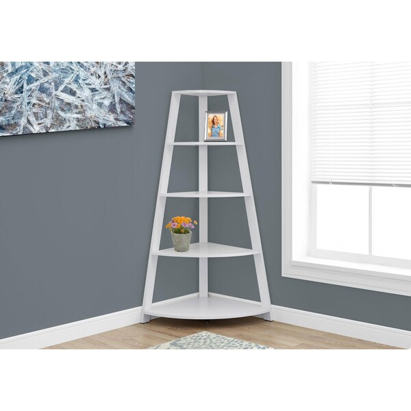 Homeroots 60 in. White Corner Accent Etagere Bookcase - 332801