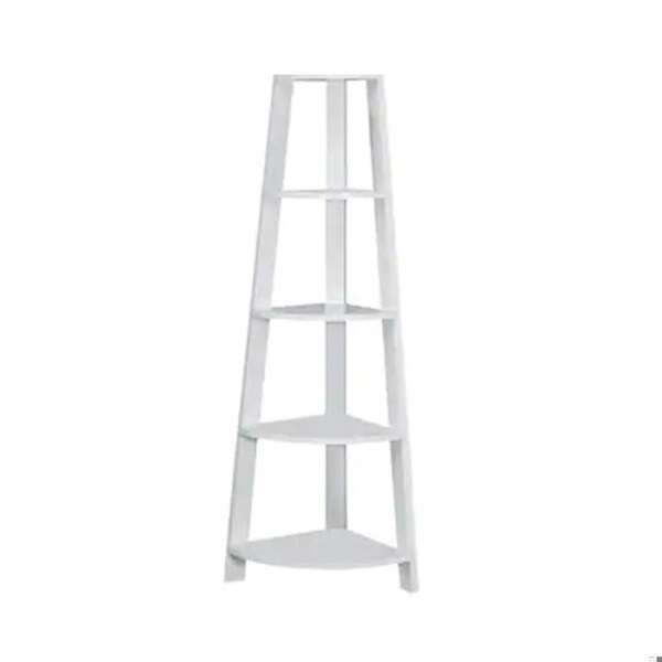 Homeroots 60 in. White Corner Accent Etagere Bookcase - 332801