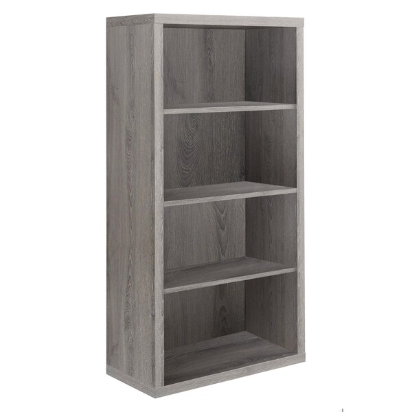 Homeroots 47.5 in. Dark Taupe Particle Board & MDF Bookshelf with Adjustable Shelves - 333358