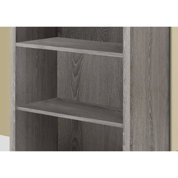 Homeroots 47.5 in. Dark Taupe Particle Board & MDF Bookshelf with Adjustable Shelves - 333358