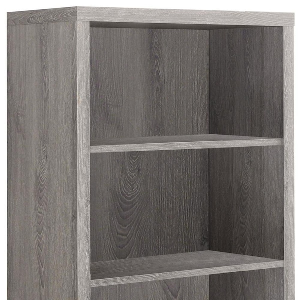 Homeroots 47.5 in. Dark Taupe Particle Board & MDF Bookshelf with Adjustable Shelves - 333358
