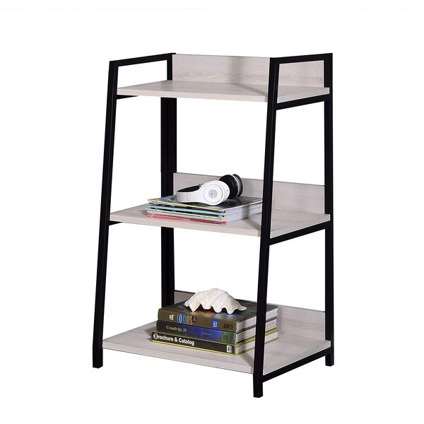 Acme Wooden 3 Tiers Ladder Bookshelf in Natural and Black - ER-030NL