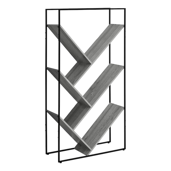 Daphnes Dinnette 32 x 12 x 60 in. Bookcase - Grey - Black Metal - DA2618236